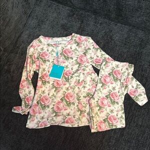 Posh Peanut Pink and Green Floral Pajama Set